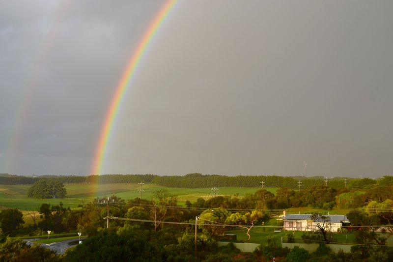 Double rainbow from the house we stayed at on the Mornington 