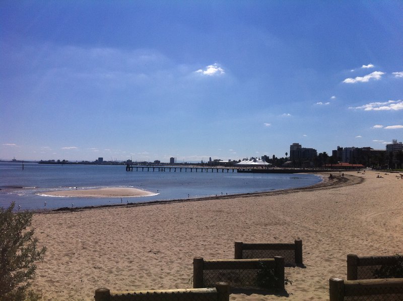 St Kilda Beach, about 10-15 minutes from the CBD in Melbourne