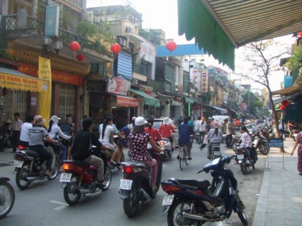 Moped Packed Streets of Hanoi