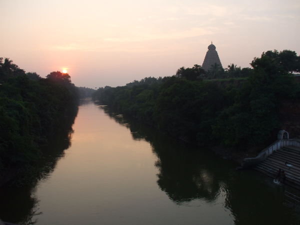 Thanjavur temple at sunset