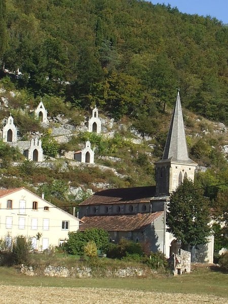 The church at Raynaude with the Stations of the Cross