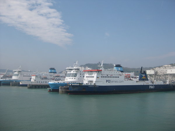 Ferry boats with nothing to do all day in Dover harbour