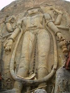 Rock cut statue of Maitreya at Mulbek, near Kargil