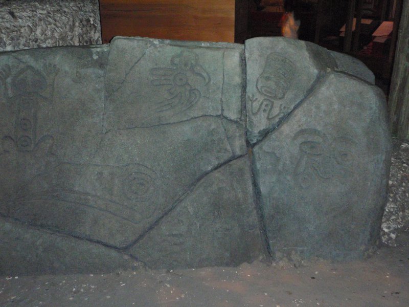 ancient rock carving in museum