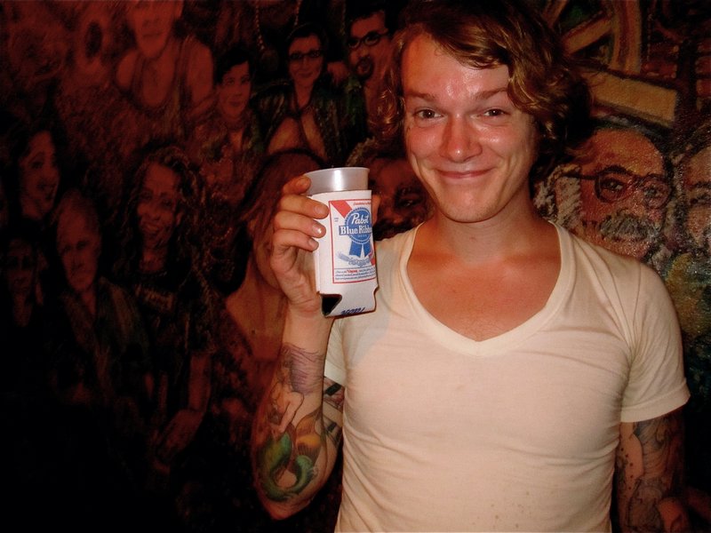 Loren and his new PBR coozie