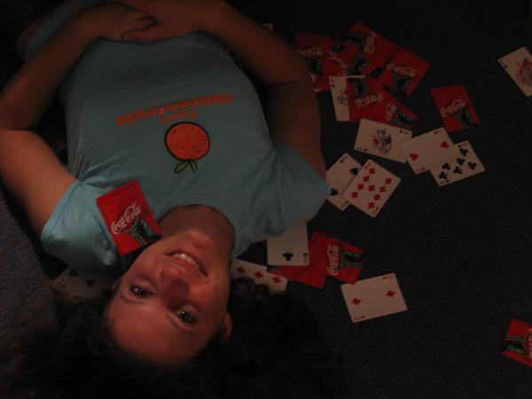 janice, in one of her random spurts, threw the cards all over me