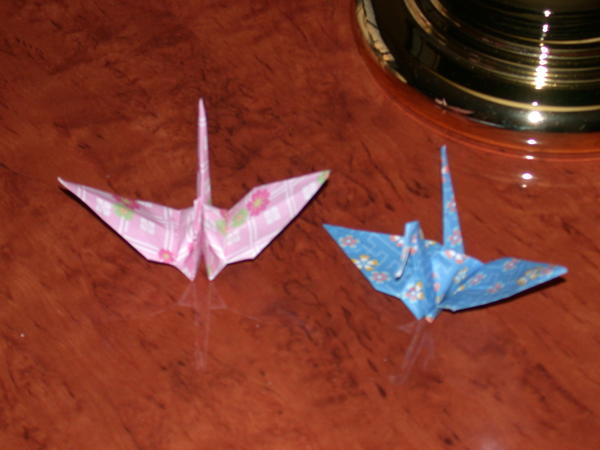 Origami cranes on our beds at Kanazawa
