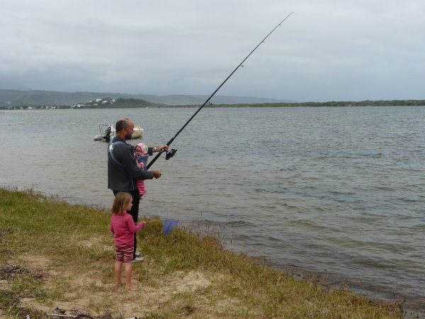 Quiet day fishing on the banks of the lagoon