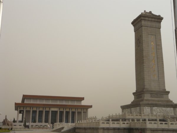 Statue of the People and Mao's Mausoleum