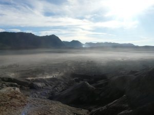 At the base of Bromo, looking over the Sea of Sand