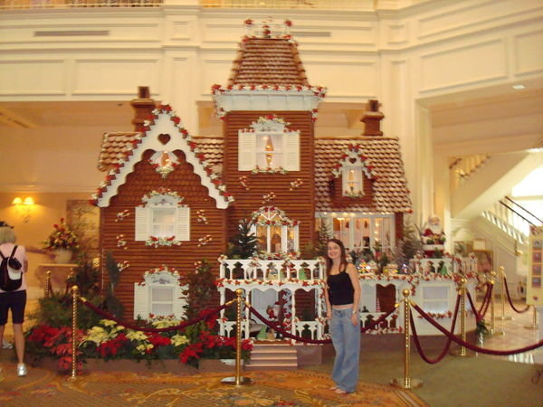 Me outside the Gingerbread House in the lobby of the Grand
