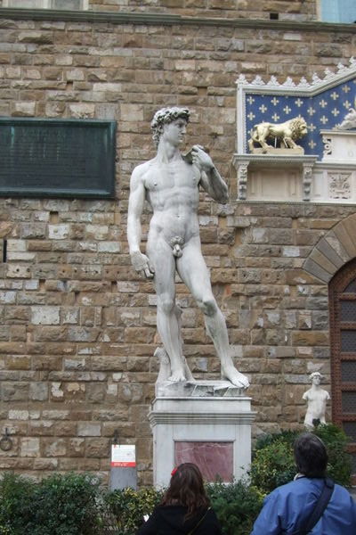 Statue of David replica in Florence plaza