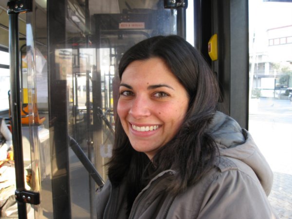 Andrea riding bus into Pisa