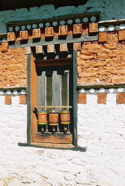 Triple prayer wheels, Jampa Lhakang