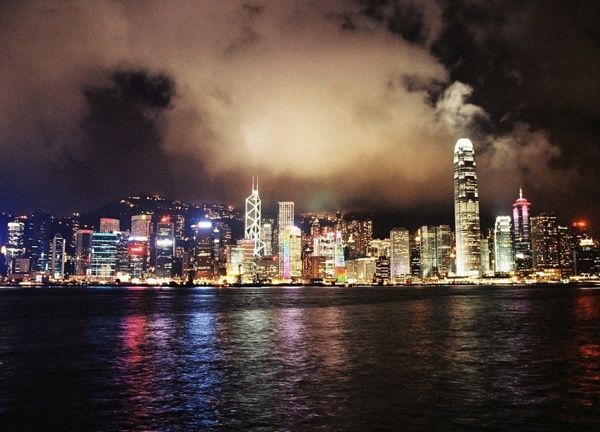 Hong Kong Island shining in the night