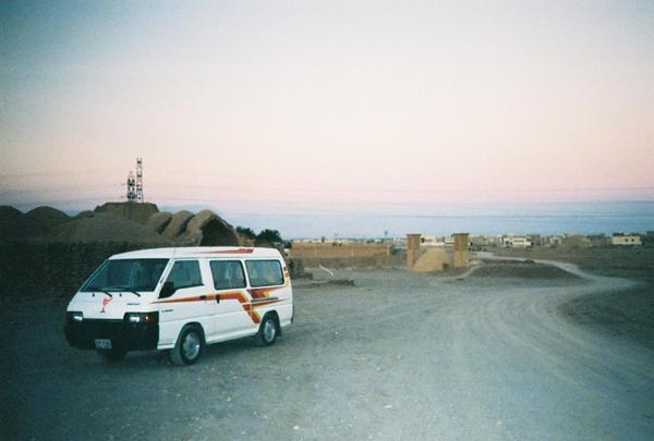 Our minibus on the outskirts of Yazd