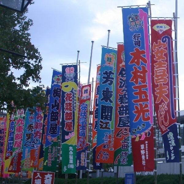 Flags flying outside the Kokusai Center