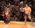 Kaio (OzW) adds a layer of salt to the dohyo