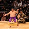 The yumitori-shiki or bow ceremony ends the day's bouts