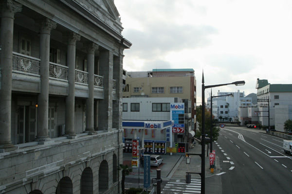 Downtown Nagasaki is a strange mix of old and new