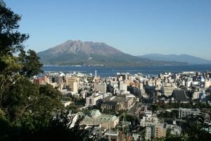 Mt. Sakurajima towers over central Kagoshima