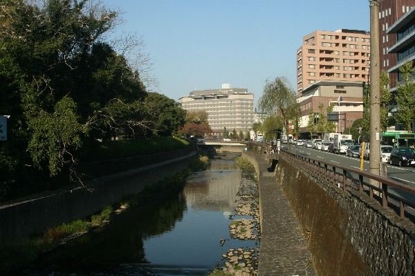 River Shira-kawa, doubling as moat for the Kumamoto-Jo