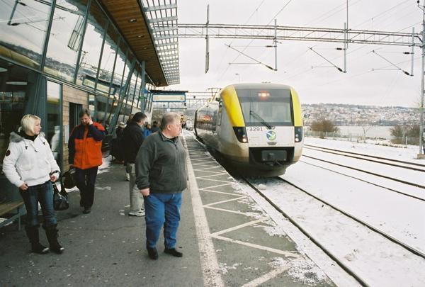Getting on the train in Jonkoping