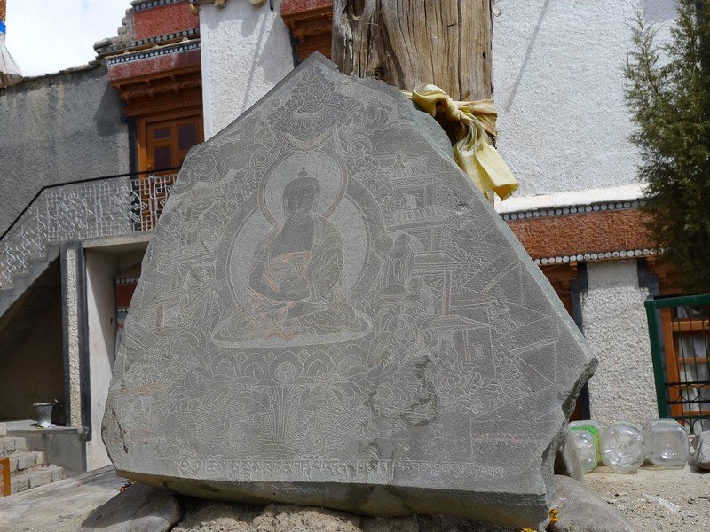 Buddha carving on stone, Phyang goempa