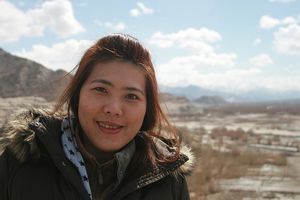 Kay at an Indus lookout point outside Leh