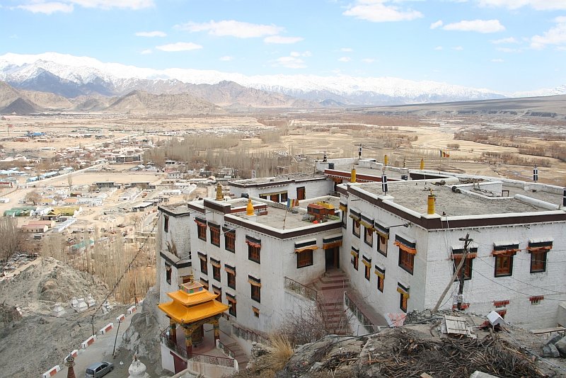 Spituk goemba on a hillock overlooking central Leh