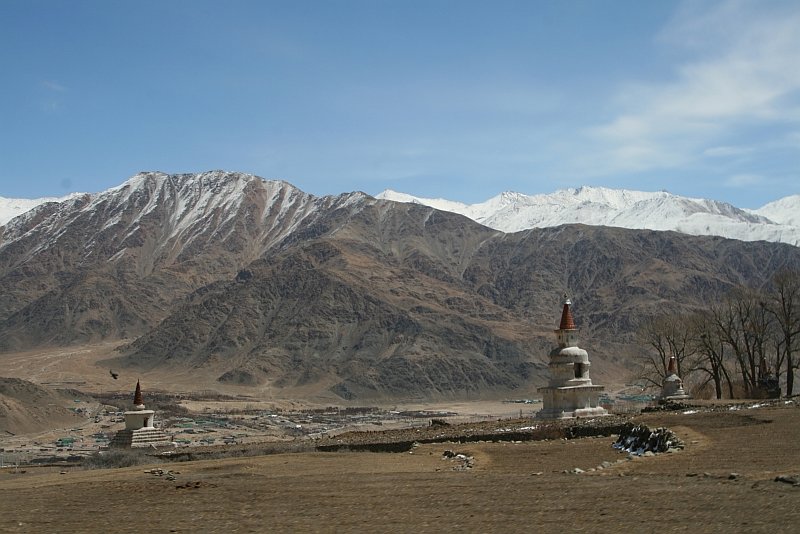 Lone stupas on the hills south of Indus river