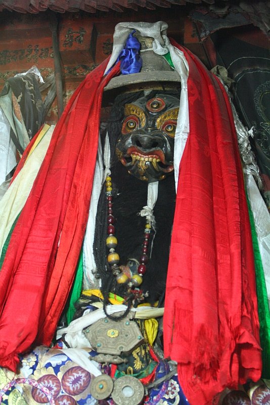 Protector deity inside the dukhang, Hemis goemba