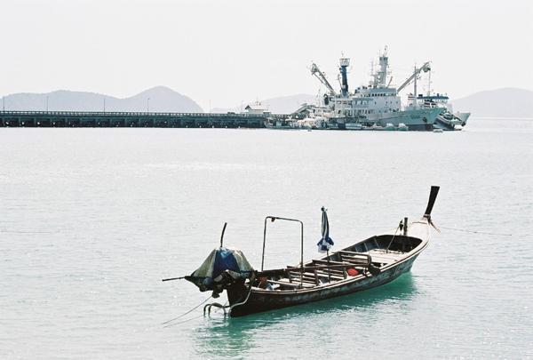 Anchored ships, Chalong Bay