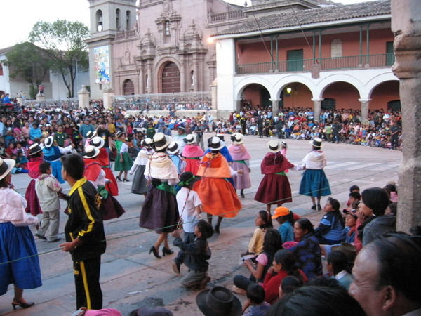 A packed Plaza de Armas at carnival time