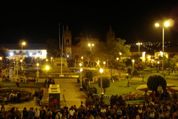 Plaza de Armas during Carnival time