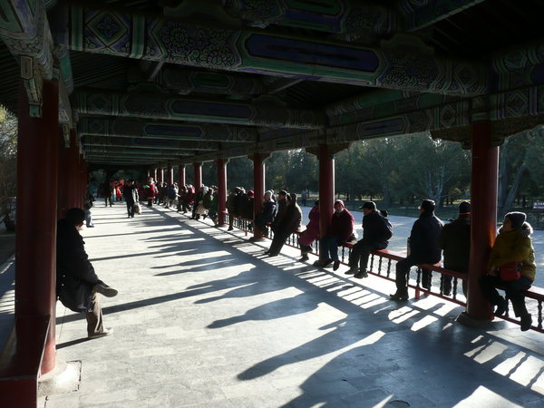 Locals enjoying the sun, temple of heaven park