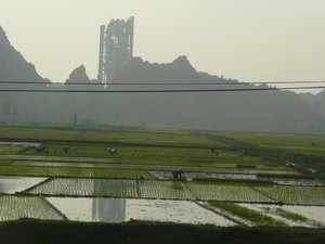 Rice fields & some kind of mining operation