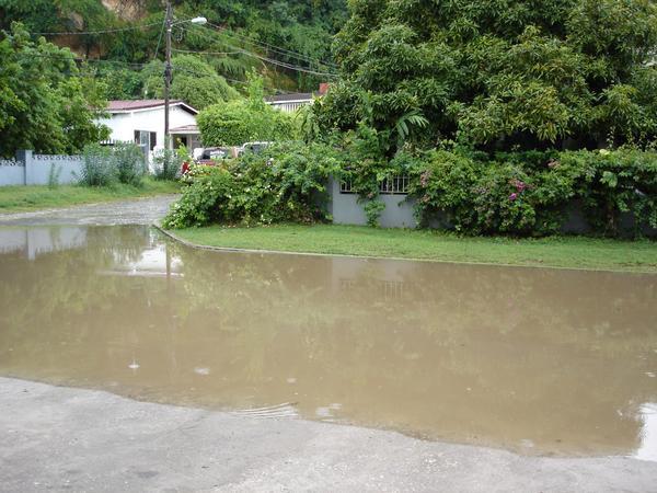 the pool forms in front of our house