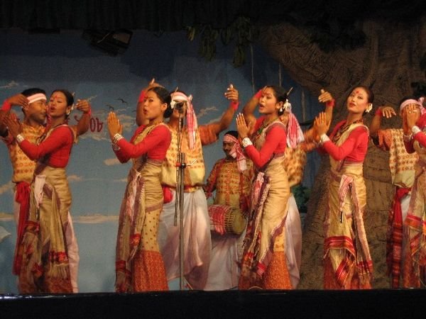 Assamese Rongali Bihu dancers at night | Photo