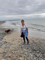 Caroline took her dogs along the beach