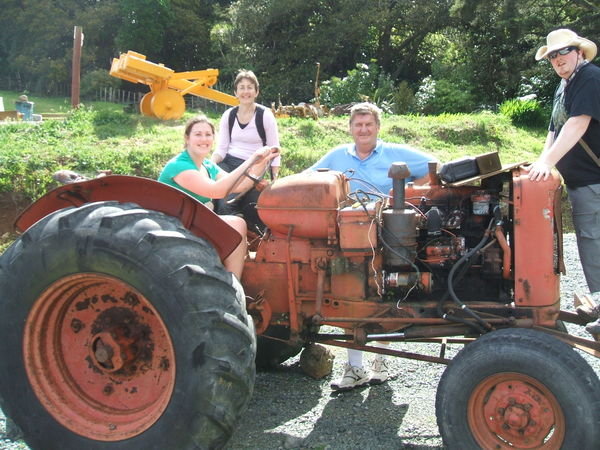 Posing on the tractor
