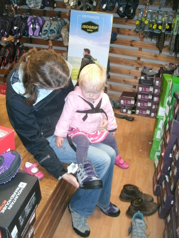 helping Sophie choose shoes