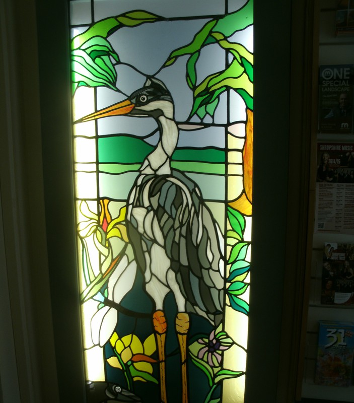 stained glass heron