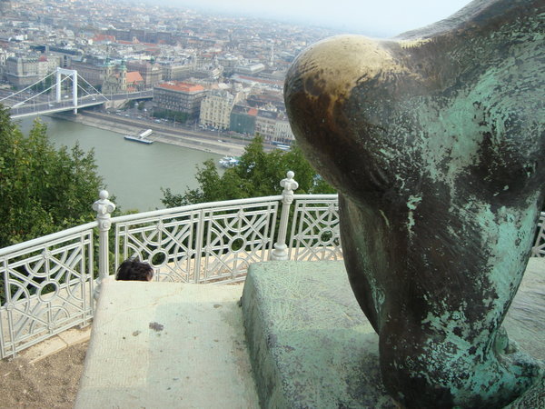 Hercules' foot towers over the Danube river and Pest region below