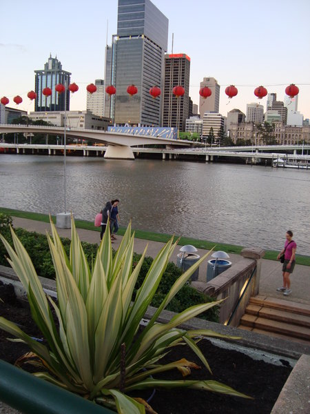 lanterns and fading light, Brisbane river
