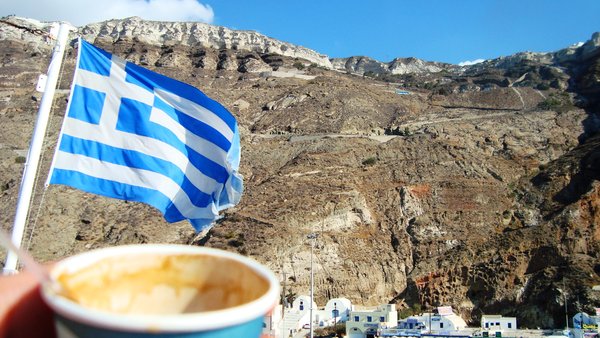 Greek coffee, leaving Santorini