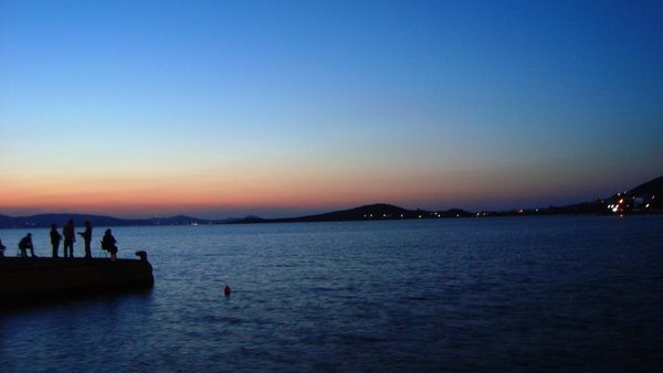 Fishing at dusk, at Agio Anna, Naxos