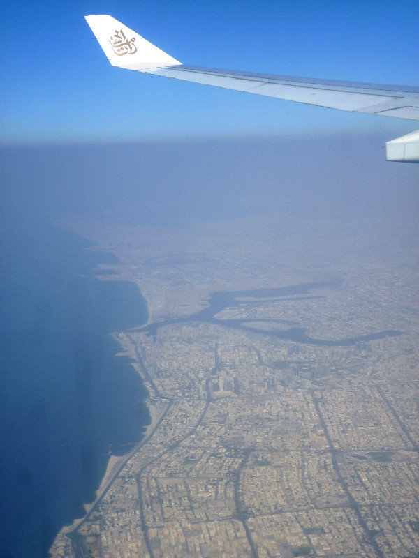 Arriving in Dubai, creek visible in distance