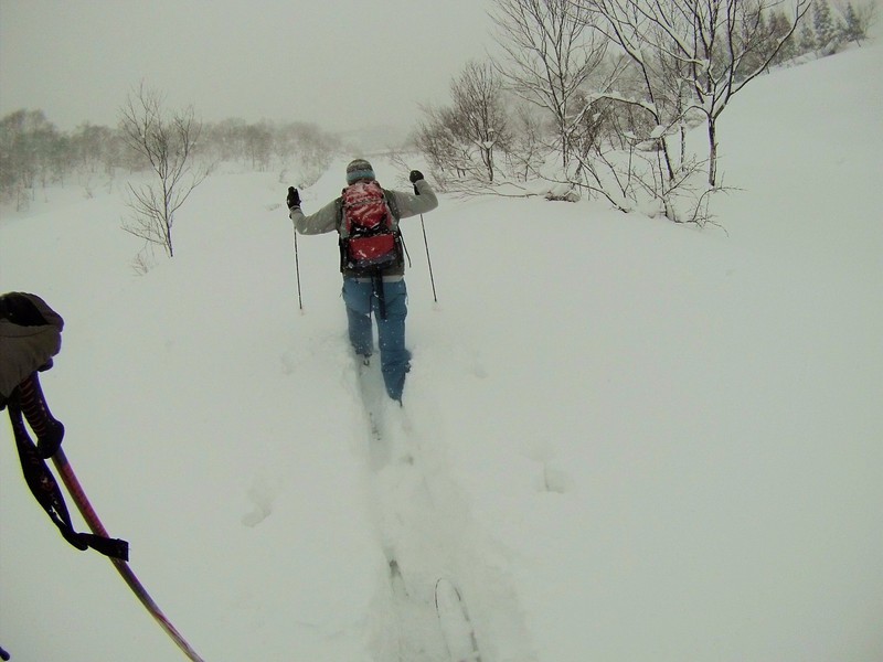 Heavy going, snow trekking with Bill