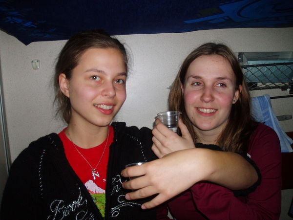 Na and Larissa having vodka